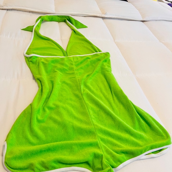 Lime Green Women’s Halter Top Romper - Picture 4 of 6
